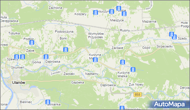 mapa Kurzyna Średnia, Kurzyna Średnia na mapie Targeo