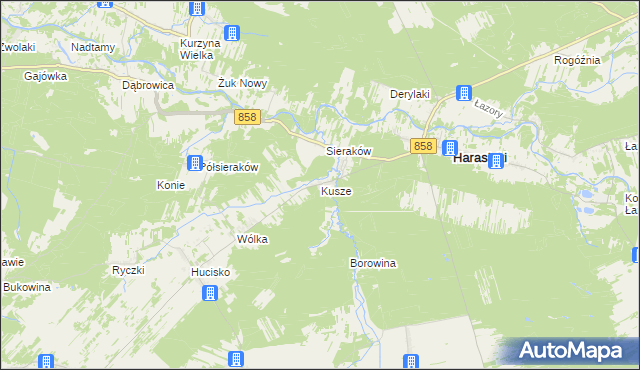 mapa Kusze, Kusze na mapie Targeo