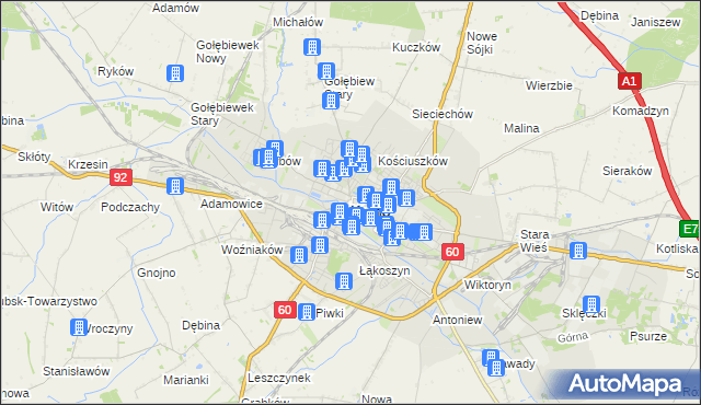 mapa Kutno, Kutno na mapie Targeo