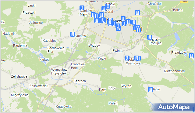 mapa Kuzki gmina Włoszczowa, Kuzki gmina Włoszczowa na mapie Targeo