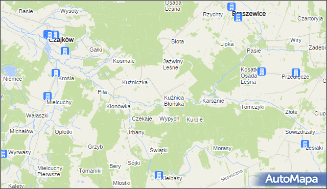 mapa Kuźnica Błońska, Kuźnica Błońska na mapie Targeo