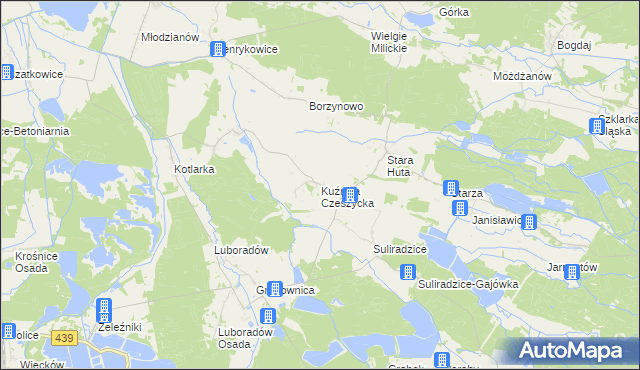 mapa Kuźnica Czeszycka, Kuźnica Czeszycka na mapie Targeo