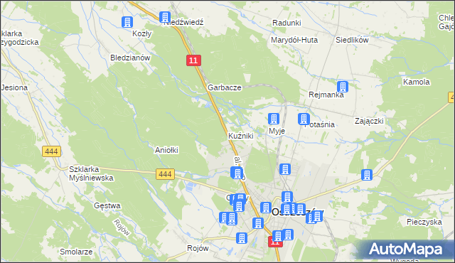 mapa Kuźniki gmina Ostrzeszów, Kuźniki gmina Ostrzeszów na mapie Targeo