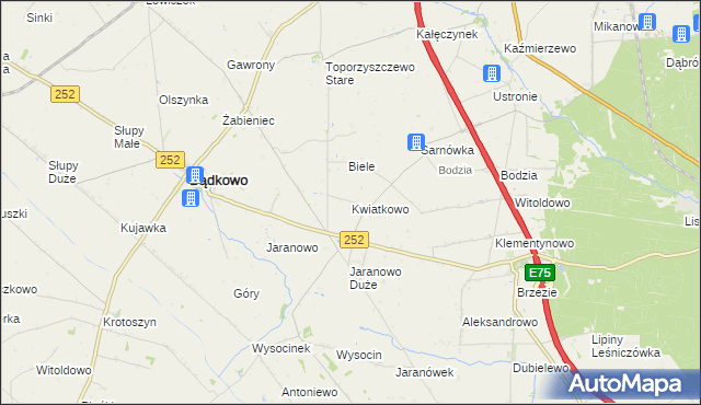 mapa Kwiatkowo gmina Bądkowo, Kwiatkowo gmina Bądkowo na mapie Targeo