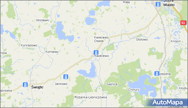 mapa Kwiecewo, Kwiecewo na mapie Targeo