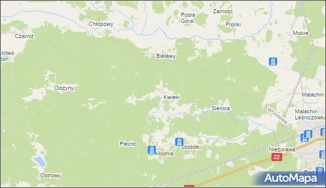 mapa Kwieki, Kwieki na mapie Targeo