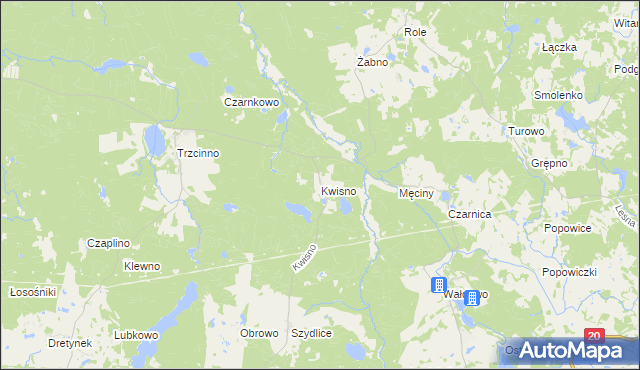 mapa Kwisno, Kwisno na mapie Targeo