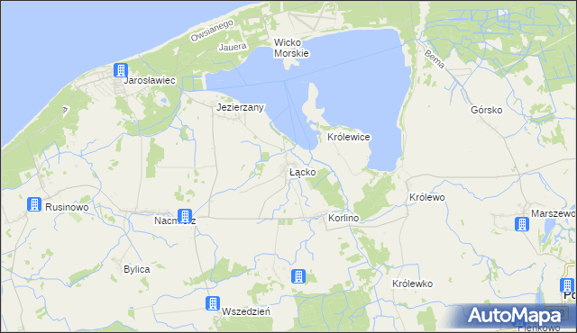 mapa Łącko gmina Postomino, Łącko gmina Postomino na mapie Targeo