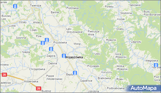 mapa Łączki Jagiellońskie, Łączki Jagiellońskie na mapie Targeo