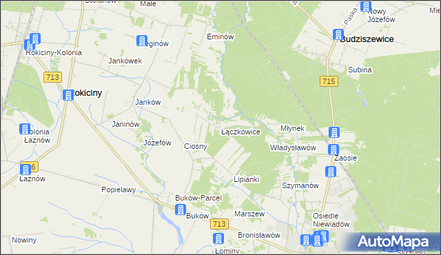 mapa Łączkowice gmina Ujazd, Łączkowice gmina Ujazd na mapie Targeo