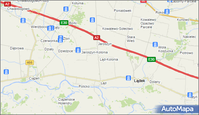 mapa Ląd-Kolonia, Ląd-Kolonia na mapie Targeo