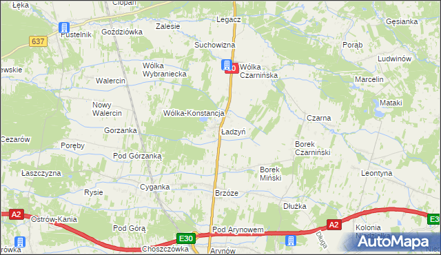 mapa Ładzyń, Ładzyń na mapie Targeo