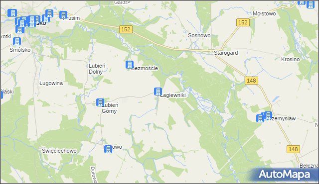 mapa Łagiewniki gmina Resko, Łagiewniki gmina Resko na mapie Targeo