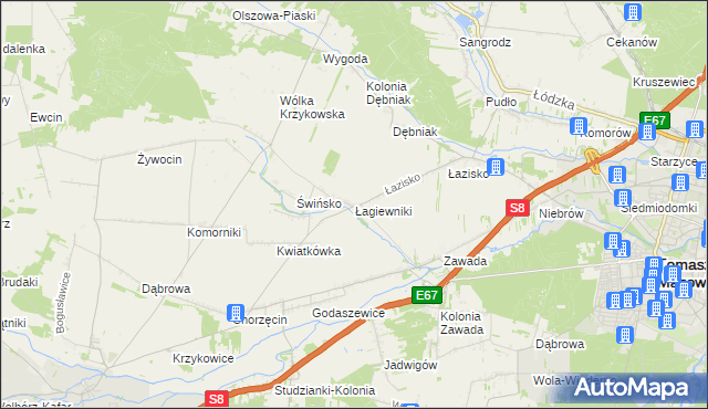 mapa Łagiewniki gmina Tomaszów Mazowiecki, Łagiewniki gmina Tomaszów Mazowiecki na mapie Targeo