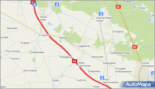 mapa Łagiewniki gmina Włocławek, Łagiewniki gmina Włocławek na mapie Targeo