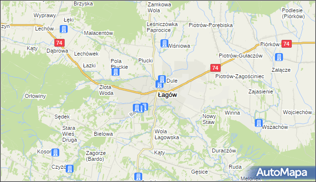 mapa Łagów powiat kielecki, Łagów powiat kielecki na mapie Targeo