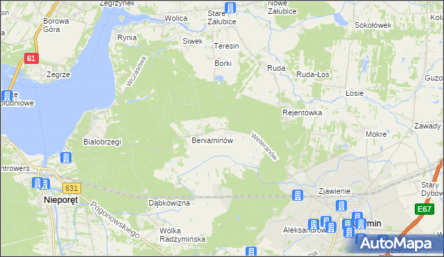 mapa Łąki gmina Radzymin, Łąki gmina Radzymin na mapie Targeo