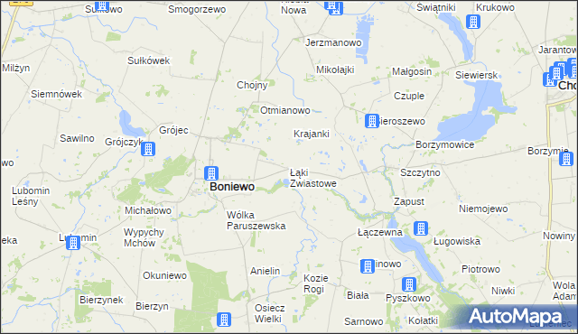 mapa Łąki Zwiastowe, Łąki Zwiastowe na mapie Targeo