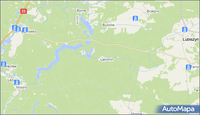mapa Łąkomin, Łąkomin na mapie Targeo