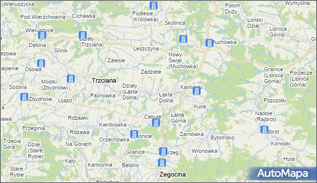 mapa Łąkta Dolna, Łąkta Dolna na mapie Targeo