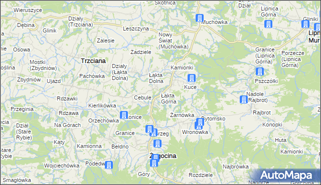 mapa Łąkta Górna, Łąkta Górna na mapie Targeo