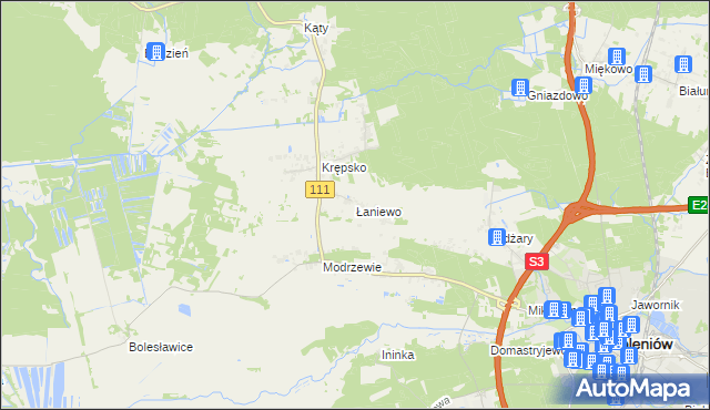 mapa Łaniewo gmina Goleniów, Łaniewo gmina Goleniów na mapie Targeo