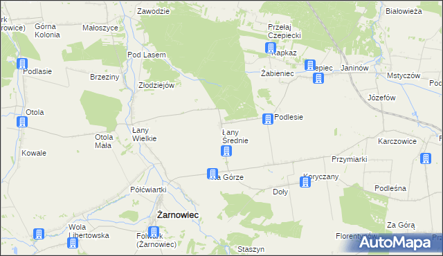 mapa Łany Średnie, Łany Średnie na mapie Targeo