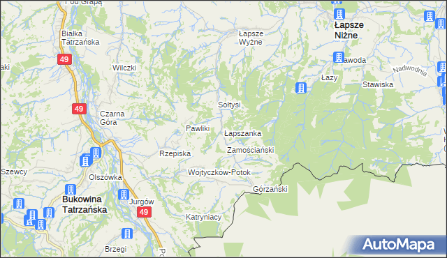 mapa Łapszanka, Łapszanka na mapie Targeo