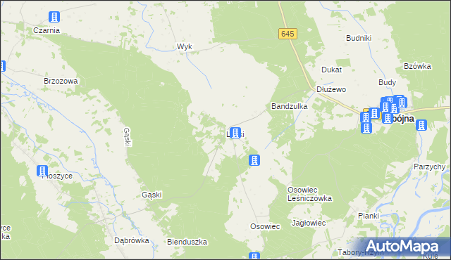 mapa Laski gmina Zbójna, Laski gmina Zbójna na mapie Targeo