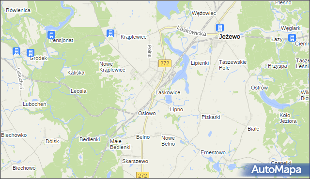 mapa Laskowice gmina Jeżewo, Laskowice gmina Jeżewo na mapie Targeo