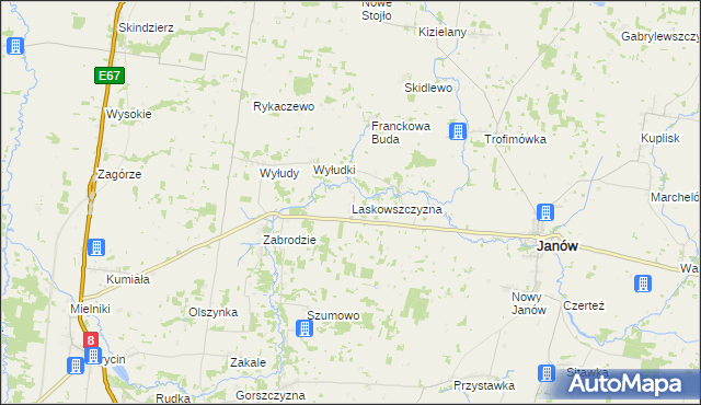 mapa Laskowszczyzna gmina Korycin, Laskowszczyzna gmina Korycin na mapie Targeo