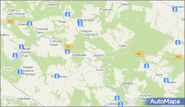 mapa Łasochy, Łasochy na mapie Targeo