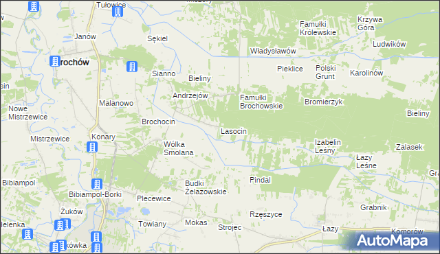 mapa Lasocin gmina Brochów, Lasocin gmina Brochów na mapie Targeo