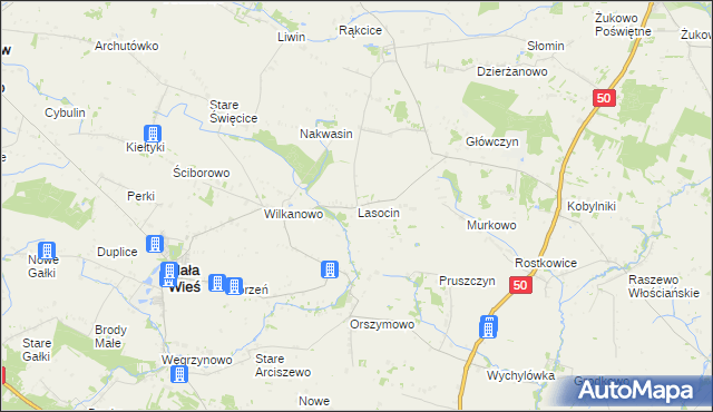 mapa Lasocin gmina Mała Wieś, Lasocin gmina Mała Wieś na mapie Targeo