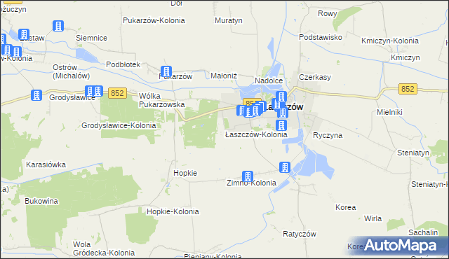 mapa Łaszczów-Kolonia, Łaszczów-Kolonia na mapie Targeo