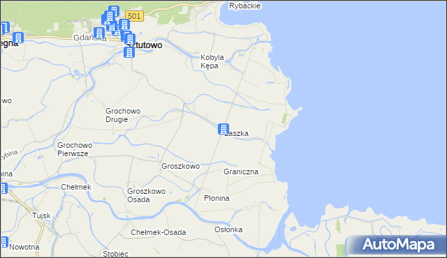 mapa Łaszka, Łaszka na mapie Targeo