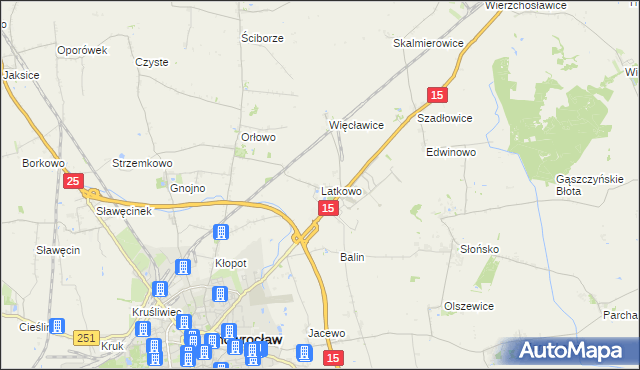 mapa Latkowo gmina Inowrocław, Latkowo gmina Inowrocław na mapie Targeo