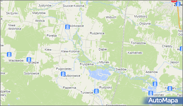 mapa Ławki gmina Żarnów, Ławki gmina Żarnów na mapie Targeo