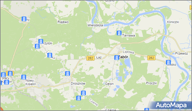 mapa Łaz gmina Zabór, Łaz gmina Zabór na mapie Targeo