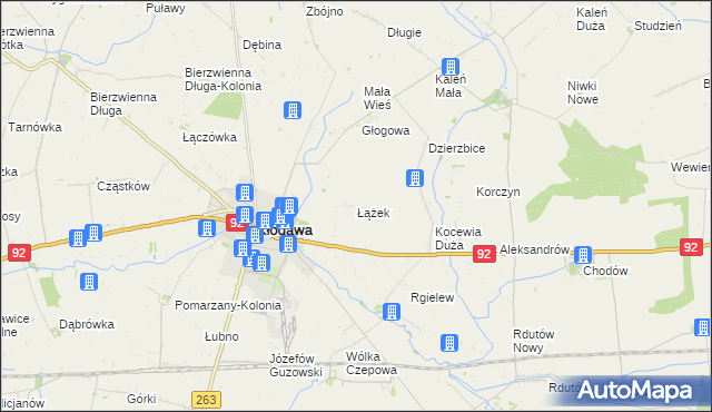 mapa Łążek gmina Kłodawa, Łążek gmina Kłodawa na mapie Targeo