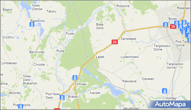 mapa Łążek gmina Lubawa, Łążek gmina Lubawa na mapie Targeo