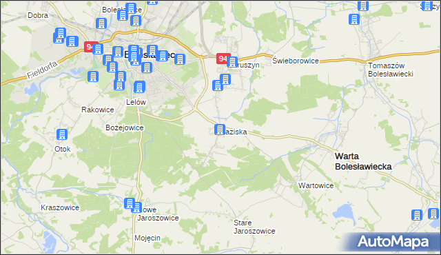mapa Łaziska gmina Bolesławiec, Łaziska gmina Bolesławiec na mapie Targeo