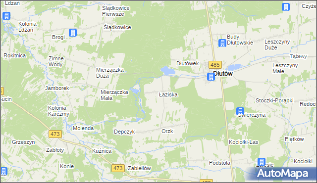 mapa Łaziska gmina Dłutów, Łaziska gmina Dłutów na mapie Targeo