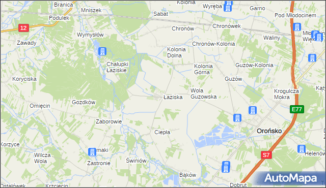 mapa Łaziska gmina Orońsko, Łaziska gmina Orońsko na mapie Targeo