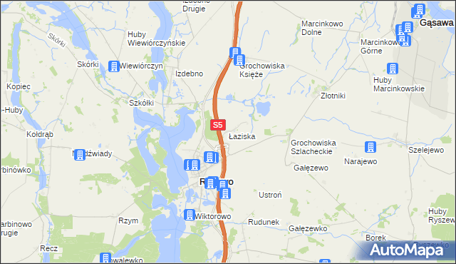 mapa Łaziska gmina Rogowo, Łaziska gmina Rogowo na mapie Targeo