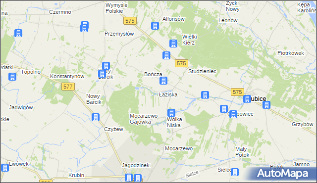 mapa Łaziska gmina Słubice, Łaziska gmina Słubice na mapie Targeo