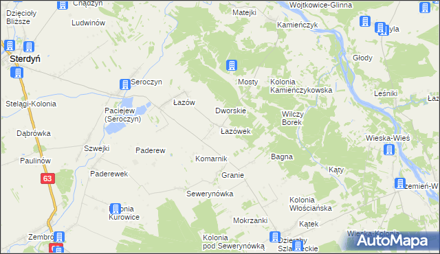 mapa Łazówek, Łazówek na mapie Targeo