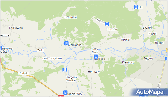 mapa Łazy Duże gmina Tykocin, Łazy Duże gmina Tykocin na mapie Targeo