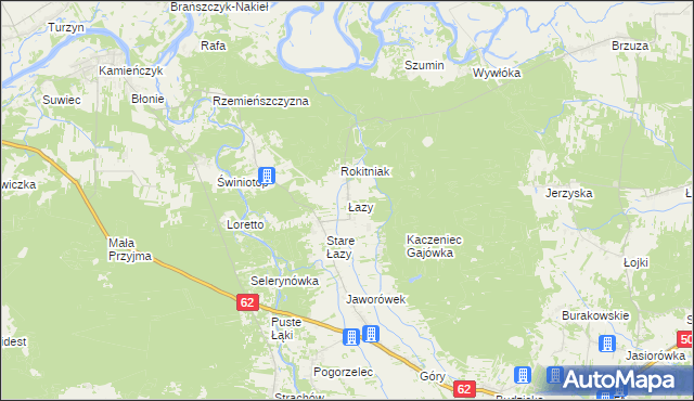 mapa Łazy gmina Łochów, Łazy gmina Łochów na mapie Targeo