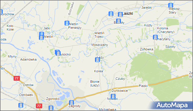 mapa Łazy gmina Radymno, Łazy gmina Radymno na mapie Targeo